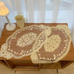 북유럽 봄 자수 식탁 예쁜 레이스 패드 데일리 테이블