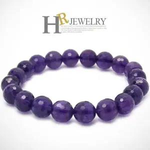 [호림쥬얼리]패션쥬얼리)세련)예쁜(HR)천연 10mm 커팅볼 자수정 팔찌