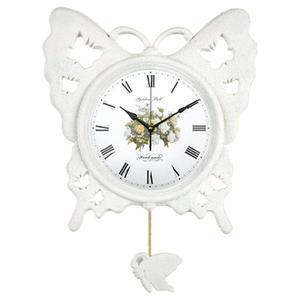 [골든벨]GB7015wg 고급 마블 나비 꽃 벽시계(화이트)