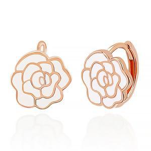 [새미쥬얼리]14k 화이트로즈 플라워 큐빅 원터치 귀걸이