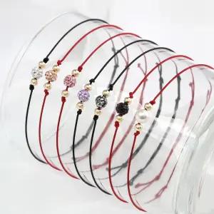 14K GOLD 베스트컬러 미러볼 매듭 금 볼 끈 팔찌