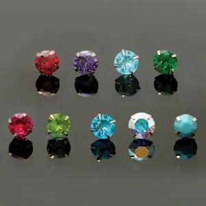 14K GOLD 탄생석 컬러 5mm 큐빅 금 귀걸이