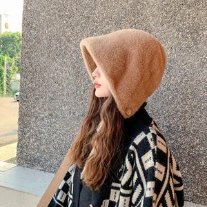 밍크 퍼 보넷 버킷햇 여성 겨울 모자 니트 벙거지