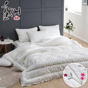 정원 꽃자수 피그먼트 차렵이불 베개세트Q by효재