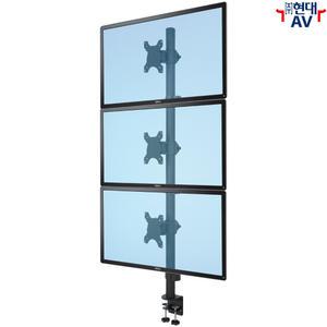 현대AV ND-3231vc 대형 모니터 상하 배열 책상 거치대, 최대 30인치/3대 장착, 봉 길이 1000mm, 대형 더블 클램프
