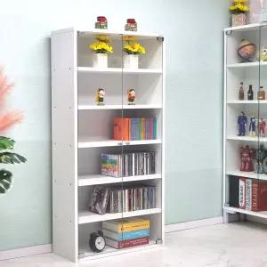 드림퍼니처 모던1200 유리문 깊이24cm 6단 수납장 5단 DVD장식장 7단 CD진열장 피규어소품장 다용도 틈새장 만화책