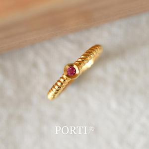 [뽀르띠] 순금 24K 탄생석 실타래 돌반지 백일반지 1g