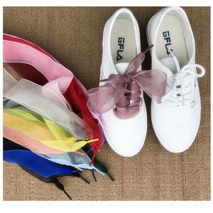폭40mm 쉬폰 새틴 리본 플랫 신발끈 운동화끈 슈즈참 커스텀 오간자 웨딩 신발꾸미기