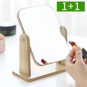 [1개+1개] 탁상거울 원목 대형 360도회전 스탠드 우드 화장대 거울 OFDJ-MR1