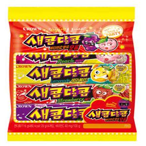 크라운 새콤달콤 모음 (딸기,복숭아,레모네이드,포도)  116gX48개(1박스)