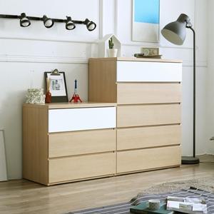 [보루네오]투톤 매치 서랍장 세트 F (80 3단 서랍장 + 98 5단 광폭 서랍장)