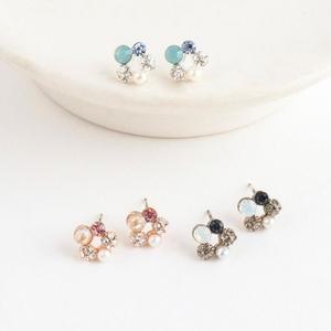 [신세계라이브쇼핑][옷자락] 여자 믹스컬러 큐빅 실버 블랙 미니 써클 은침 귀걸이