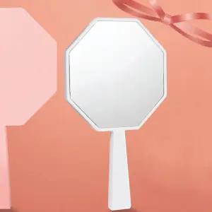 팔각 손거울 화이트 ST-398/팔각형/손잡이/거울/공주/선물용/화장용/미용/메이크업/예쁜/소품/이쁜/뷰티