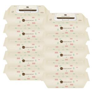 그린핑거 베베그로우 엠보싱 물티슈 100매 캡형 x10개