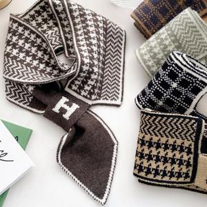 [기타]h니트 투패턴 머플러 여성용 숄 가을 겨울 롱 목도리
