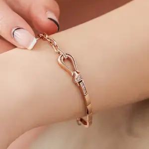 14K 18K 홀스딘 말발굽 체인 큐빅 포인트 체인 볼드 팔찌 선물용 트렌디 유니크