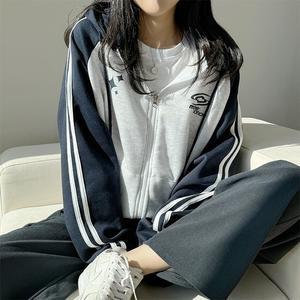 [기모안감 힙무드!] 루즈핏 무브 트랙 나그랑 배색 기모 후드집업  오버핏 후드집업