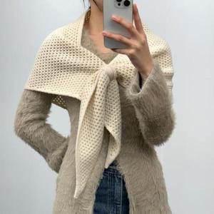 [옷자락]여자 겨울 7컬러 니트짜임 와플 삼각숄 머플러 목도리