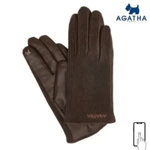 아가타 여성용 스마트 터치 브라운 니트가죽장갑 WAGD1602