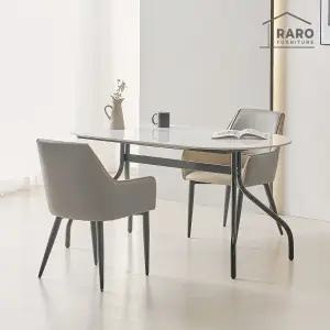 [/착불배송] 베라노 1500 유광 타원 포세린 통 세라믹 4인 식탁 세트 (식탁+의