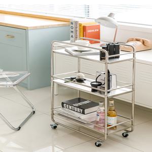 미드센츄리 모던 스텐 트롤리 인테리어 거실 주방 베란다 이동식 선반 수납장 카트