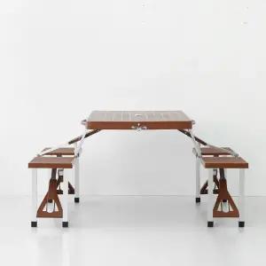 마켓비 캠폴 야외 접이식테이블 4인세트 의자일체형 야외용편의점테이블