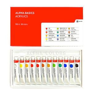 알파색채 미술 화방 채색 7.5ml 아크릴 물감 12색 세트
