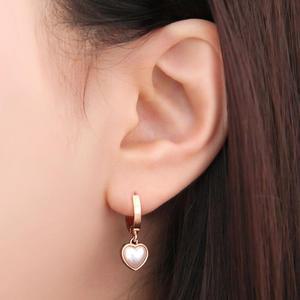 14K 금침러블 하트 진주 드롭 원터치 귀걸이