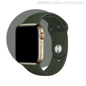 워치6 40mm GPS+Cellular 골드 스테인리스 케이스 사이프리스 그린 스포츠밴드M06