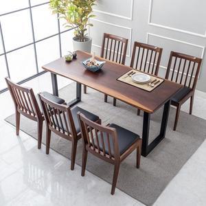 리하트 로즈우드 장미원목 6인 식탁 세트 의자형 우드슬랩 IK