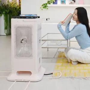 쿠오레 전기히터 오방난로 가정용 거실 사무실 업소용 스토브 하이라이트 난로 핑크