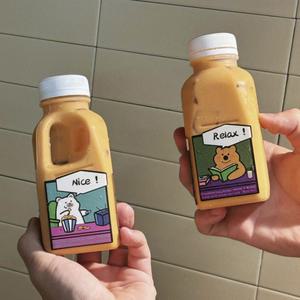 손잡이 우유 50개 딸기 우유병 우유통 레트로 뉴트로 밀크티병 주스병 더치용기