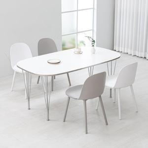 [공간미가구]퓨리 실버엣지 1600X900 타원형 스탠드 아담 4인 세트 회의 주방 식탁 카페 인테리어