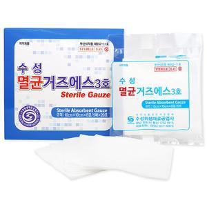 수성 멸균거즈에스 3호 10cm x 10cm x 8겹, 100개입, 1개