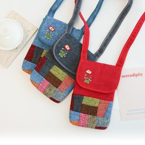 꽃자수 조각보 미니 핸드폰가방Y