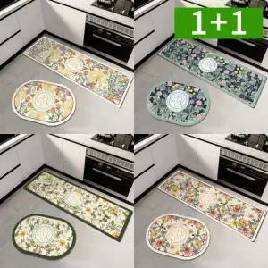 2개세트 규조토 발매트 주방 욕실 미끄럼방지 빨아쓰는 매트 타원형