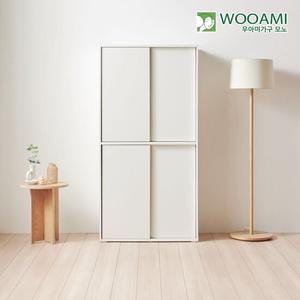 우아미가구 모노 마시 다용도 거실 슬라이딩 수납장 2단