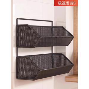 보관 벽걸이 스틸 정리함 트레이 야채선반 수납 배수 블랙 수납바구니 심플 식물 정리 홑겹 바구니 야채