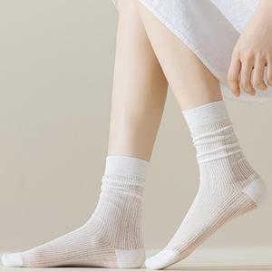 여성 여름 시스루 망사 골지 양말 5켤레