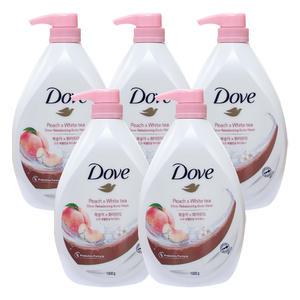 도브 바디워시 화이트 피치 복숭아 1L 5개 / 저자극 바디클렌저