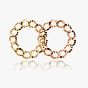 14K 18K 할로우 플랫 오레올 체인 금 반지