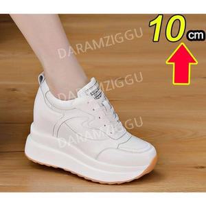 슈즈 신발 여성 10센티 키높이 캐주얼 저스틴 운동화 통굽 가죽 흰색
