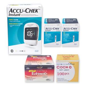 Accu-Chek 아큐첵 인스턴트 혈당측정기+시험지 100매+호환침 100개+알콜솜 100매