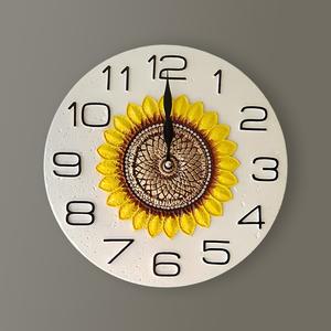 인기템 인테리어 추천 무소음 화이트 엔틱 대리석 해바라기 벽시계