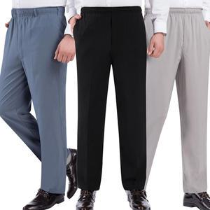 접촉냉감 멋쟁이 중년 남성 허리밴딩 여름 바지 달라붙지 않고 쾌적한 슬랙스 팬츠 일상복 근무복