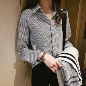 블라우스 남방 캐주얼셔츠 카라넥 스트라이프