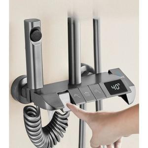 디지털 샤워기 수전세트 해바라기 욕실 샤워 레인 온도표시 LED