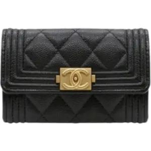 보이 금장 플랩 캐비어 A80603 B01490 94305 블랙 똑딱이 카드홀더