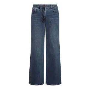 [하프클럽/신원아울렛]워싱 와이드 9부 데님 팬츠 BJPKX2298 B