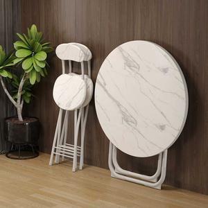 접이식 원형테이블 야외 흰색 카페 대리석 검은색 테라스